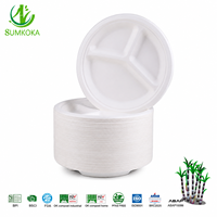 Assiettes jetables en bagasse de canne à sucre SUMKOKA sans PFAS, compostables et biodégradables, 9 pouces, assiettes rondes en bagasse