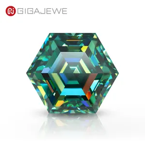 GIGAJEWE Excellent Quality Cutting VVS Clarity Green Color Hexagon Cut Moissanite Gemstone Diamond For Gift Birthday