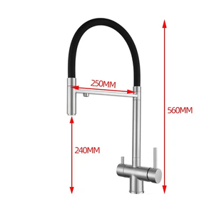 Rubinetto da Cucina per Acqua Calda in Acciaio Inox 304, Miscelatore Tre-in-Uno per Acqua Calda e Fredda con Tubo Flessibile in Silicone Nero - Product Image 5