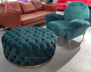 <span class=keywords><strong>Tabouret</strong></span> de pied rond en tissu <span class=keywords><strong>velours</strong></span>, style moderne, européen, offre spéciale - Product Image 4