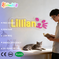 Letrero LED de Neón Personalizado con Cara de Gato Neonawall, Luz con Nombre Personalizado para Regalo de Boda, Cumpleaños o Fiesta
