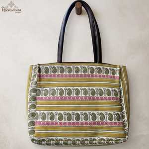 Sac fourre-tout en coton imprimé Jaipur, fait main, imprimé au bloc, sac à bandoulière floral bohème, sac fourre-tout quotidien, fournisseur en gros, export - Product Image 1