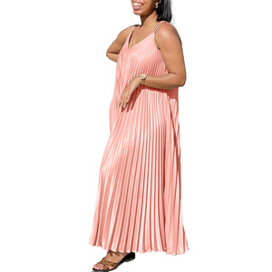 Femmes été nouveau lâche col en v jarretelle plissée grande jupe ourlet vacances longue jupe - Product Image 2