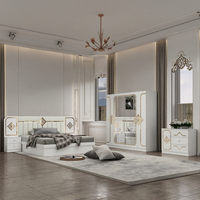 Ensemble de chambre d'hôtel DAVINI Modèle 8808 King Size, lit double moderne de luxe avec miroir, finition beige brillante, rangement intégré - Vente en gros à prix abordable