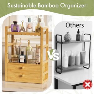 Bamboo Multi-tier Storage <b>Rack</b> 4 Layers With Drawers Desktop <b>Kitchen</b> Organizer Minimalist Style Standing Type - Product Image 4