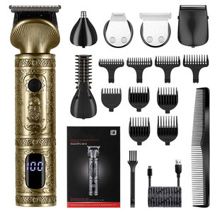 Set de Cortadora de Pelo Eléctrica Retro Tallada, 6 en 1, con Cuchillas de Precisión para Uso en Salón y Hogar, Carga USB, Cuerpo Metálico - Product Image 1