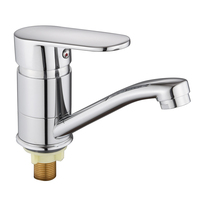 Robinet de lavabo économique en alliage de zinc chromé poli, à eau froide, pour salle de bain, vente en gros