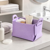 Panier de rangement rectangulaire multifonctionnel en feutre pastel macaron, organisateur de bureau décoratif pour jouets, livres et linge
