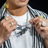 Bijoux de mode Fire Dragon, vente en gros de bijoux chinois, bijoux plaqués or avec CZ, hip hop, rock, bijoux glacés, cadeaux pour hommes, filles cool, hipsters