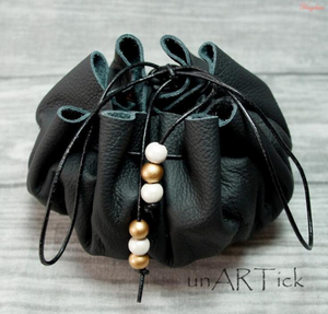 Sac de dés en cuir PU pliable pour garçons et filles, grand pochette à cordon de serrage avec poches - Product Image 4