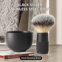 Bol de rasage double lame en acier inoxydable noir et argenté et tasse de toilettage de la barbe pour la vente en gros