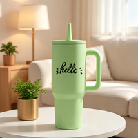 Gobelet isotherme réutilisable de 40 oz avec poignée et paille, plusieurs couleurs, impression personnalisée, fourni par l'usine