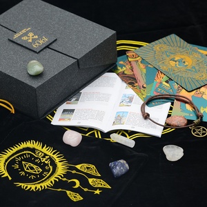 Ensemble de tarot authentique imperméable, cartes <span class=keywords><strong>en</strong></span> plastique avec feuille d'or, avec guide, sac de rangement, tissu pour tarot, boîte de rangement pour cristaux - Product Image 4