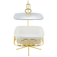Luxushotel Restaurant 3L Keramik Chafing Dish Gold Buffet Food Warmer mit hängendem