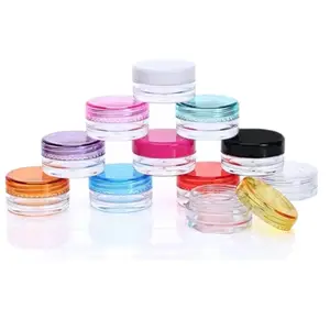 Bester Preis Mini 3g/5g Kunststoff-Kosmetik glas mit farbigem Deckel
