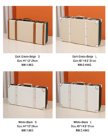 Ensemble de 2 pièces coffre au trésor en cuir et bois coffre à souvenirs valise vintage petite boîte de rangement décorative en bois avec poignée