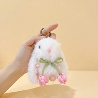 Porte-clés Lapin Kawaii en Peluche avec Nœud en Ruban Tulipe, Pendentif Lapin Doux en Peluche pour Sac à Dos, Clés, Breloques Cadeau d'Anniversaire