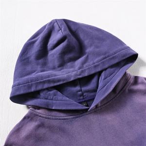 Sudadera con Capucha Topshow Estilo Urbano, Algodón French Terry, Lavado Ácido, Logotipo Personalizado Vintage, Talla Grande, Desgastada por el Sol, Azul - Product Image 3