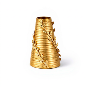 Vase de table moderne en laiton avec motif de feuilles, décoration florale artisanale pour mariage, maison, salon, chambre, bureau, hôtel - Product Image 5