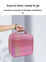 Sac de maquillage en PU à motif d'alligator coloré, grande capacité, boîte de rangement de cosmétiques portable multifonctionnelle, organisateur de voyage