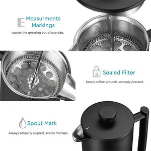 FREE SAMPLE Stainless Steel French Press Black Color Coffee Maker Double Walled Coffee Percolator Pot Manual Coffees - Product Image 2