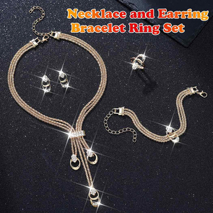 Gold <strong>Jewelry</strong> Sets Chunky Necklace Earrings Bracelet Ring Set Fashion <strong>Indian</strong> Statement <strong>Costume</strong> <strong>Jewelry</strong> Set for Women - Product Image 2