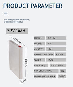 بطارية ليثيوم تيتانات Toshiba المنشورية LTO Cell 10 v 20AH بتفريغ 10AH ، معدل C عالي للصوت عالي الطاقة - Product Image 2