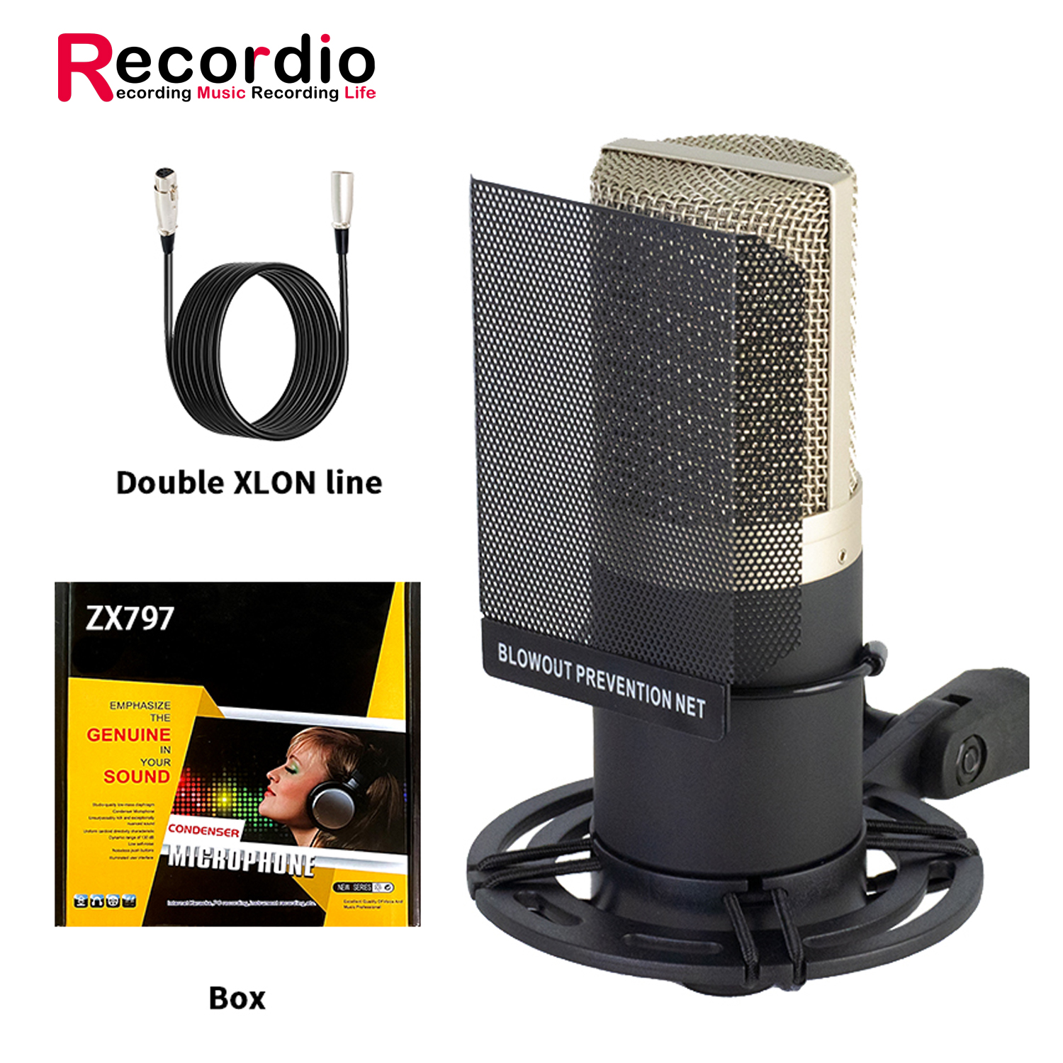 GAM-ZX797 Studio Recording XLR Condenser Microphone with Cable - Ideal for  Podcasts, Interviews, and Streaming Projects, image size:1500x1500