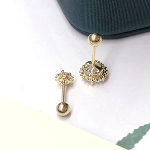 Pendiente de cartílago de oro macizo de 10K 14K con forma de CZ de 20g, <span class=keywords><strong>piercing</strong></span> <span class=keywords><strong>helix</strong></span>, rook, conch, tragus, con tuerca de rosca, joyería fina para bodas - Product Image 4