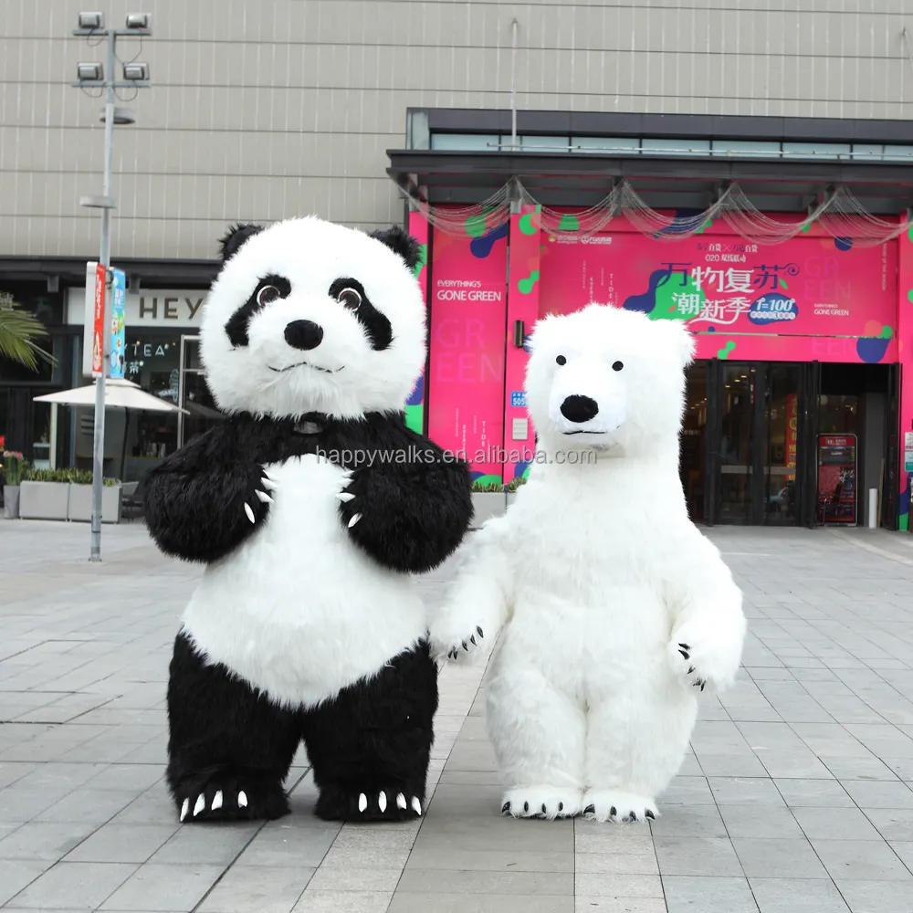 Cartone animato gonfiabile della mascotte dell'orso polare del Panda del Costume gonfiabile di dimensione adulta su ordinazione della fabbrica