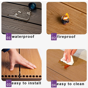 Plancher en WPC pour extérieur à grain de bois parfait, revêtement de sol en WPC gaufré, plancher composite de 140 mm, panneau en bois brossé pour jardin - Product Image 5