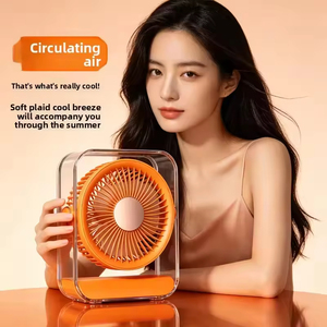 พัดลมตั้งโต๊ะใสแบบพกพา ขายดี ชาร์จ USB ได้ แบตเตอรี่ 4000mAh ลมแรง ใช้ได้ทั้งที่ออฟฟิศและหอพัก - Product Image 3