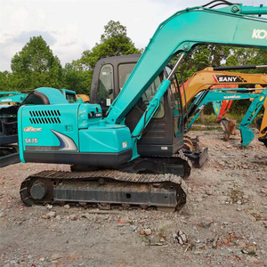 Excavatrice d'occasion Kobelco SK75, marque japonaise d'origine, 7,5 tonnes, mini-excavatrice sur chenilles en caoutchouc. - Product Image 2