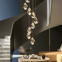 Lustre moderne suspendu au plafond, luminaire d'intérieur pour villa, loft, escalier, lampe suspendue en cristal pour escalier