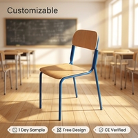 Chaise d'étude de conception moderne de haute qualité pour une utilisation en classe Siège en bois durable avec cadre métallique lisse Confortable pour les étudiants