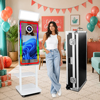 Mesin Photo Booth Cermin Pintar Canggih Dengan Baki Printer Lampu Kotak Layar Sentuh 21,5 Inci Selfie Magic Mirror Photobooth
