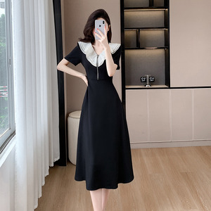 Baogumi da <span class=keywords><strong>donna</strong></span> con collo a volant in stile francese che stringe vita estate dimagrante abito lungo da <span class=keywords><strong>donna</strong></span> 9229 - Product Image 3