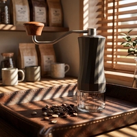 Mini moulin à café manuel avec réglages ajustables, boîtier en plastique, capacité de 25 g, portable pour la maison, le bureau et les voyages