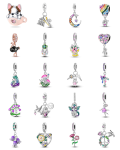 <span class=keywords><strong>Abalorios</strong></span> <span class=keywords><strong>para</strong></span> Joyería DIY con Zirconia en Forma <span class=keywords><strong>de</strong></span> Corazón, Plateados, con Diseños <span class=keywords><strong>de</strong></span> Plantas como Margaritas, Girasoles y Tulipanes <span class=keywords><strong>para</strong></span> Pulseras - Product Image 1