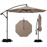 Parasol d'extérieur pliable 3 m (10 pieds) imperméable au design moderne - Parasol cantilever déporté pour cour, balcon, plage, piscine