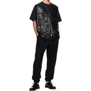 Gilet en cuir noir de haute qualité avec poches à rabat et fermeture éclair, veste sans manches décontractée pour hommes - Product Image 4