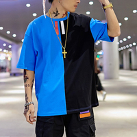 2022 Neueste Modell Custom Design Baumwolle Digitaldruck Farb block Drop Shoulder Herren Hip Hop Herren T-Shirts