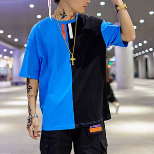 <span class=keywords><strong>2022</strong></span> dernier modèle conception personnalisée coton impression numérique couleur bloc goutte épaule hommes Hip Hop hommes t-shirts - Product Image 5