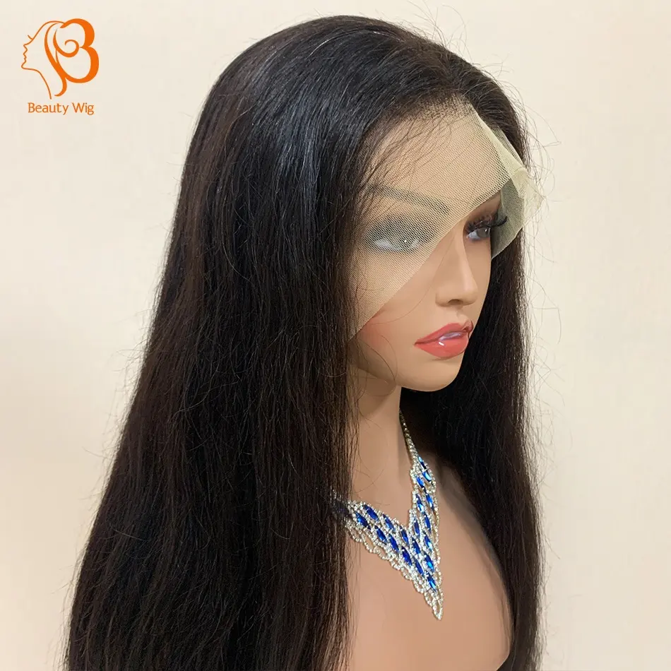 baby hair 100% virgin Peruvian human hair silk straight 20 inches HD lace front wigs 4x4 13x4 for black women