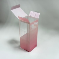 Boîte en plastique rose personnalisée imprimée avec fente de suspension arrondie et fenêtre, emballage pour pinceaux cosmétiques, boîtes pliantes, impression numérique