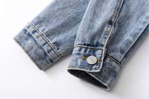 高品質ビンテージデニムジャケット女性用キルティングパールジャンジャケットジャケットボタン装飾ソリッドパターンストリートウェア技術 - Product Image 6