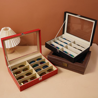 Vintage Hign fin 8 fentes lunettes boîte de rangement lunettes lunettes de soleil vitrine organisateur pour hommes femmes