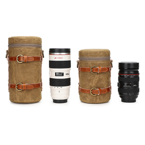 Estuche Acolchado para Lentes de Cámara Digital, Bolsa Protectora de Lona Encerada Resistente a Impactos para Lentes de Cámara DSLR - Product Image 1