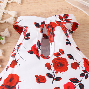 Conjuntos de Ropa de Verano para Niñas, Top Floral con Cuello Halter y Falda Corta Lisa, Manga Larga, Algodón, Mezclilla, Estilos Populares de Boutique - Product Image 5