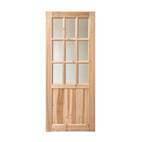 Solid Fir Solid Wood Glass Swing Door Natural Timber for Study Room Interior Partition
